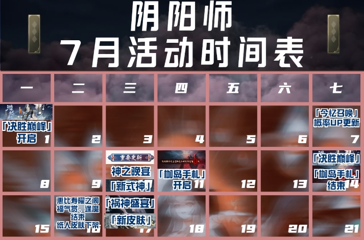 阴阳师七周年版本活动时间