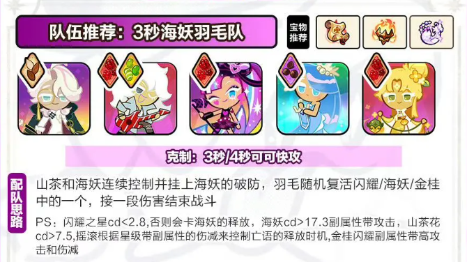 队伍推荐:3秒海妖羽毛队