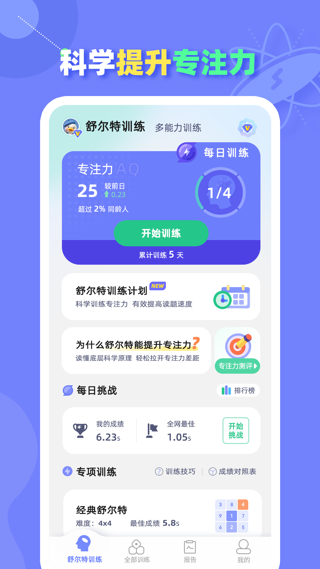 舒尔特方格训练app安卓版软件展示图1